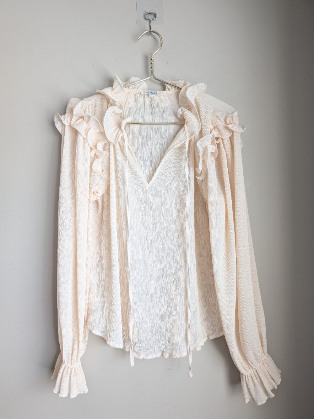 Zoe and Claire ruffle collar semi sheer blouse